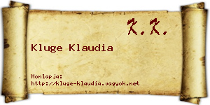 Kluge Klaudia névjegykártya